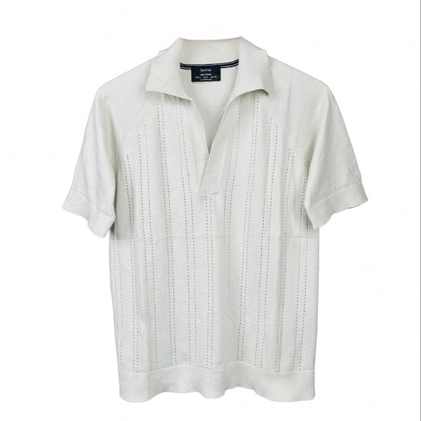 Textured short sleeve polo shirt